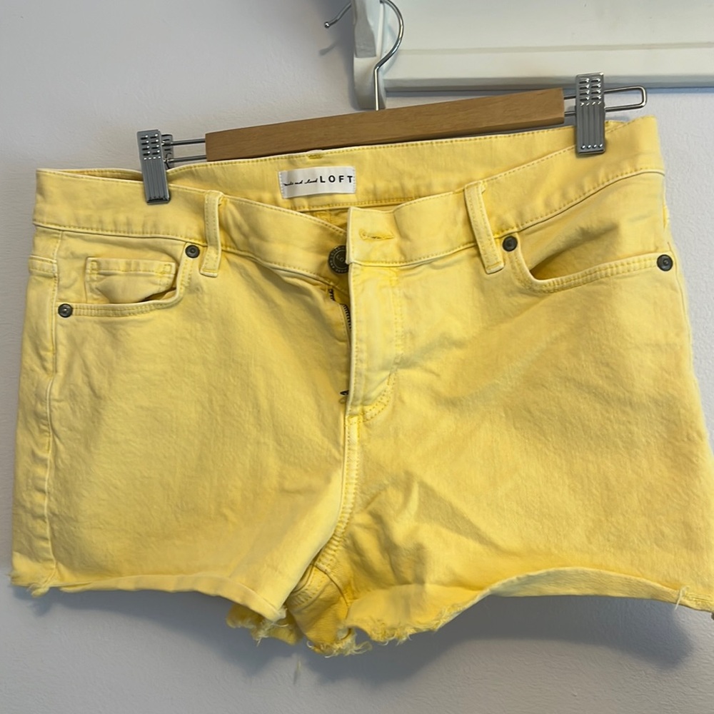 Loft Yellow denim cutoff shorts